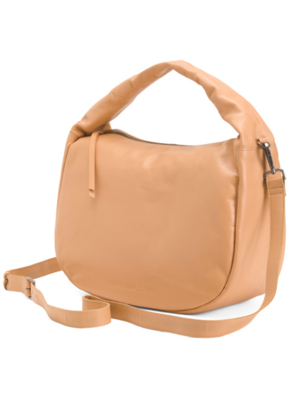 HARBOUR 2ND GUITAR STRAP LEATHER HOBO CROSSBODY BAG CARAMEL